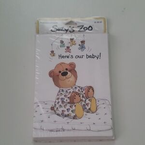 Baby Bear Kids Pajamas - White Card and envelopes with Multicolor Print